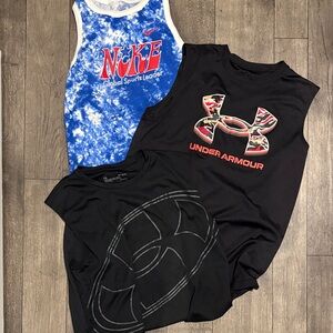 (3) Boys Large Tanks - Nike and Under Armor